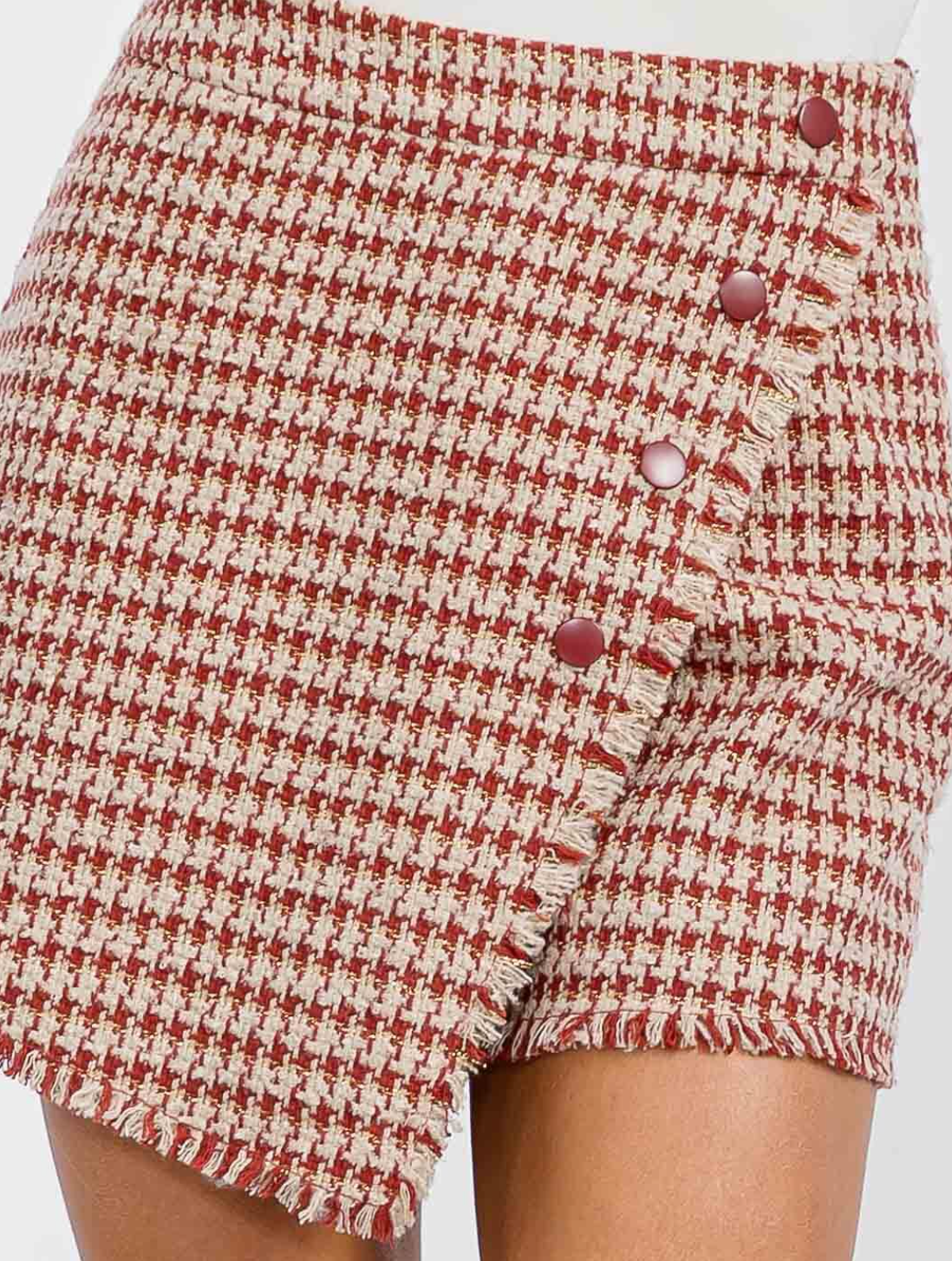 Surplice Tweed Mini Skort 5490 - Craze Fashion Surplice Tweed Mini Skort 5490 - Craze Fashion