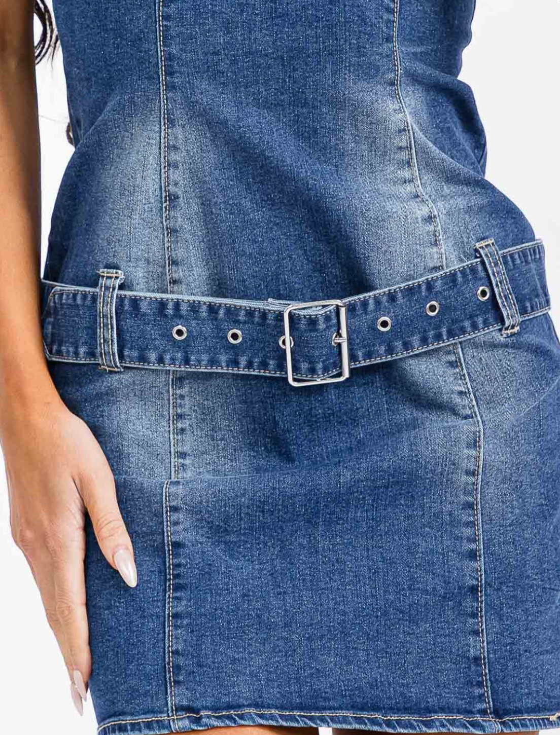 dress for women jeans Denim Wash Mini Dress 4902 Denim Blue / Small
