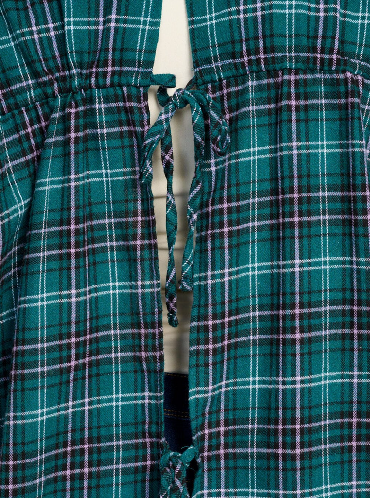 Open Back Button Up Plaid Shirt 1588