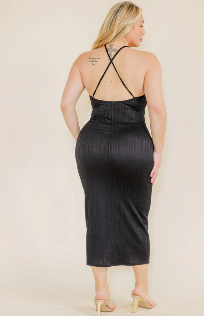Open Back Bodycon Maxi Dress Plus 6851