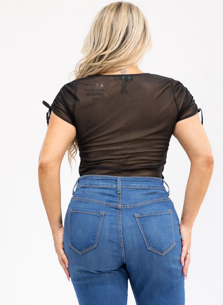 Front Ruched Mesh Bodysuit Plus 1817