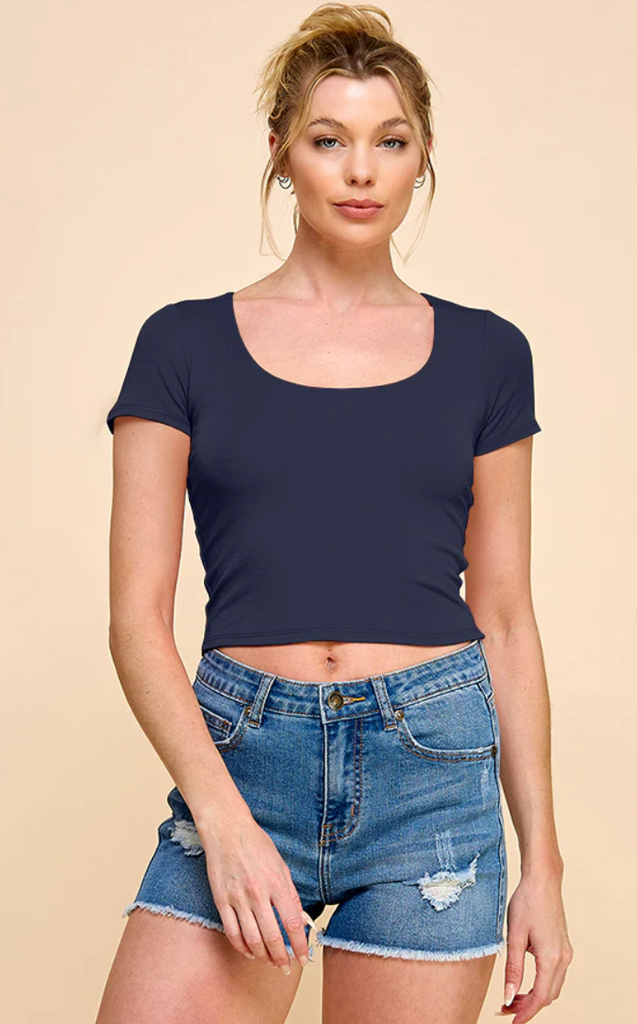 Scoop Neck Double Layer Top 52929