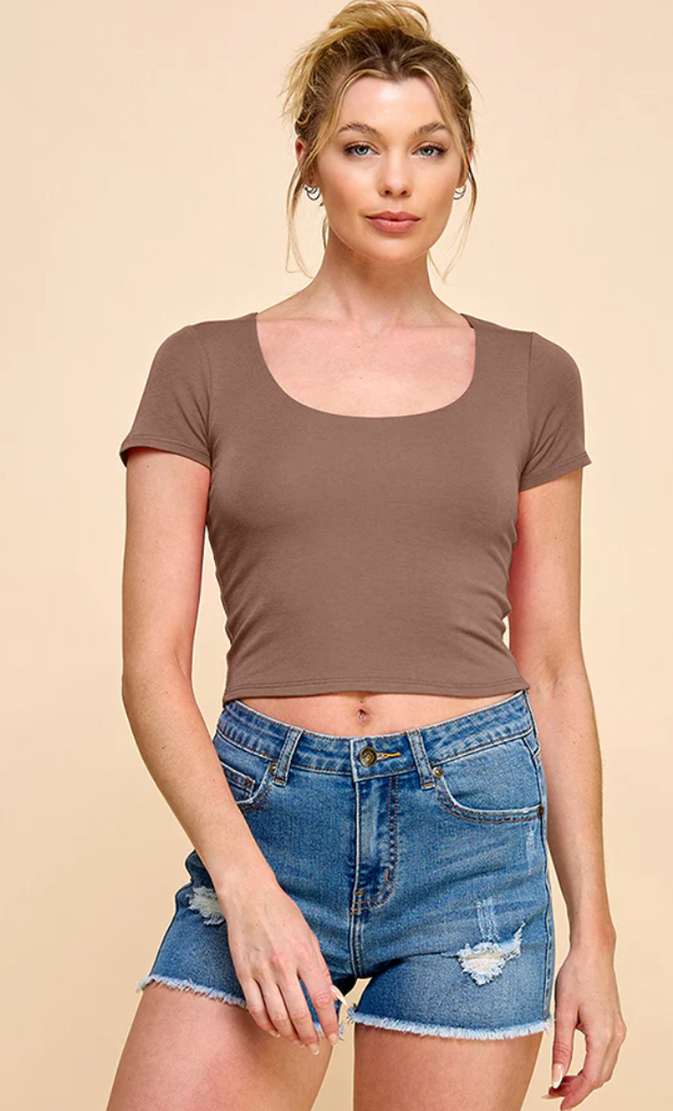 Scoop Neck Double Layer Top 52929