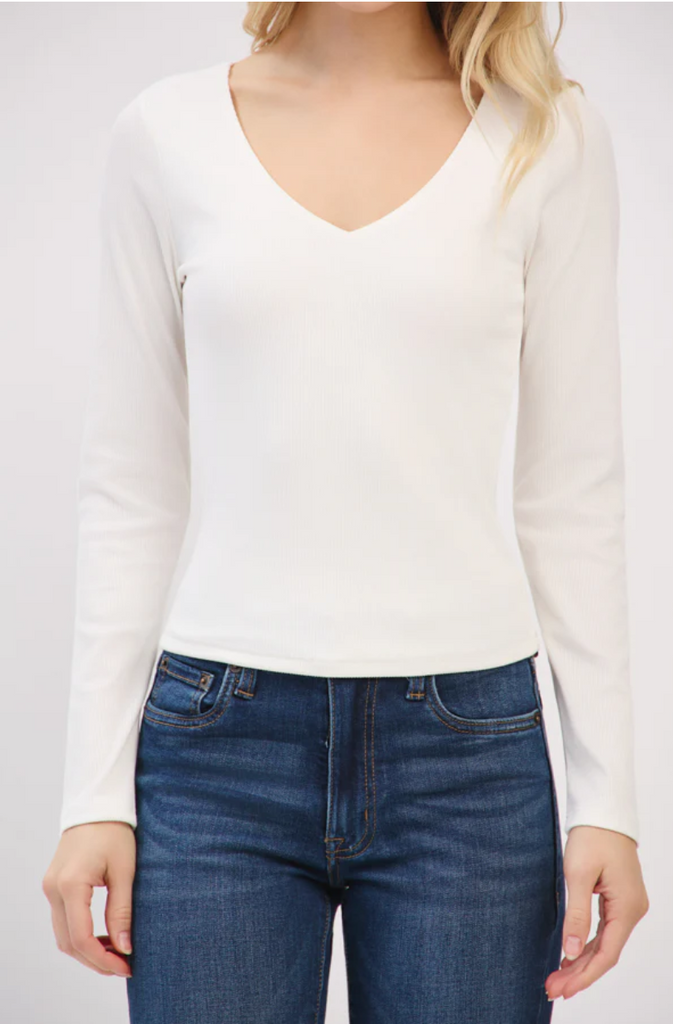 Double Layer V-Neck Long Sleeve 56763