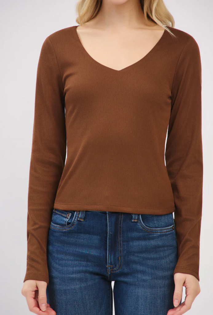Double Layer V-Neck Long Sleeve 56763
