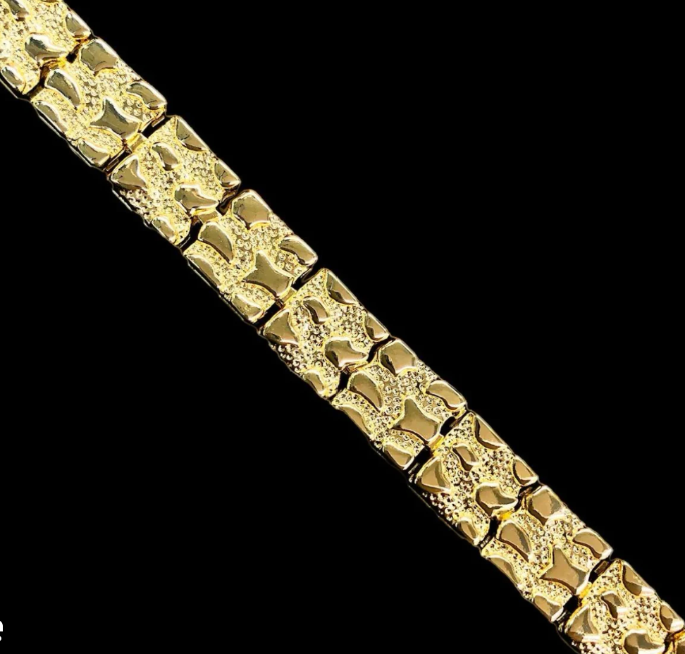 Gold plated Nugget Design Bracelet 8"