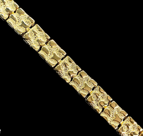 Gold plated Nugget Design Bracelet 8"