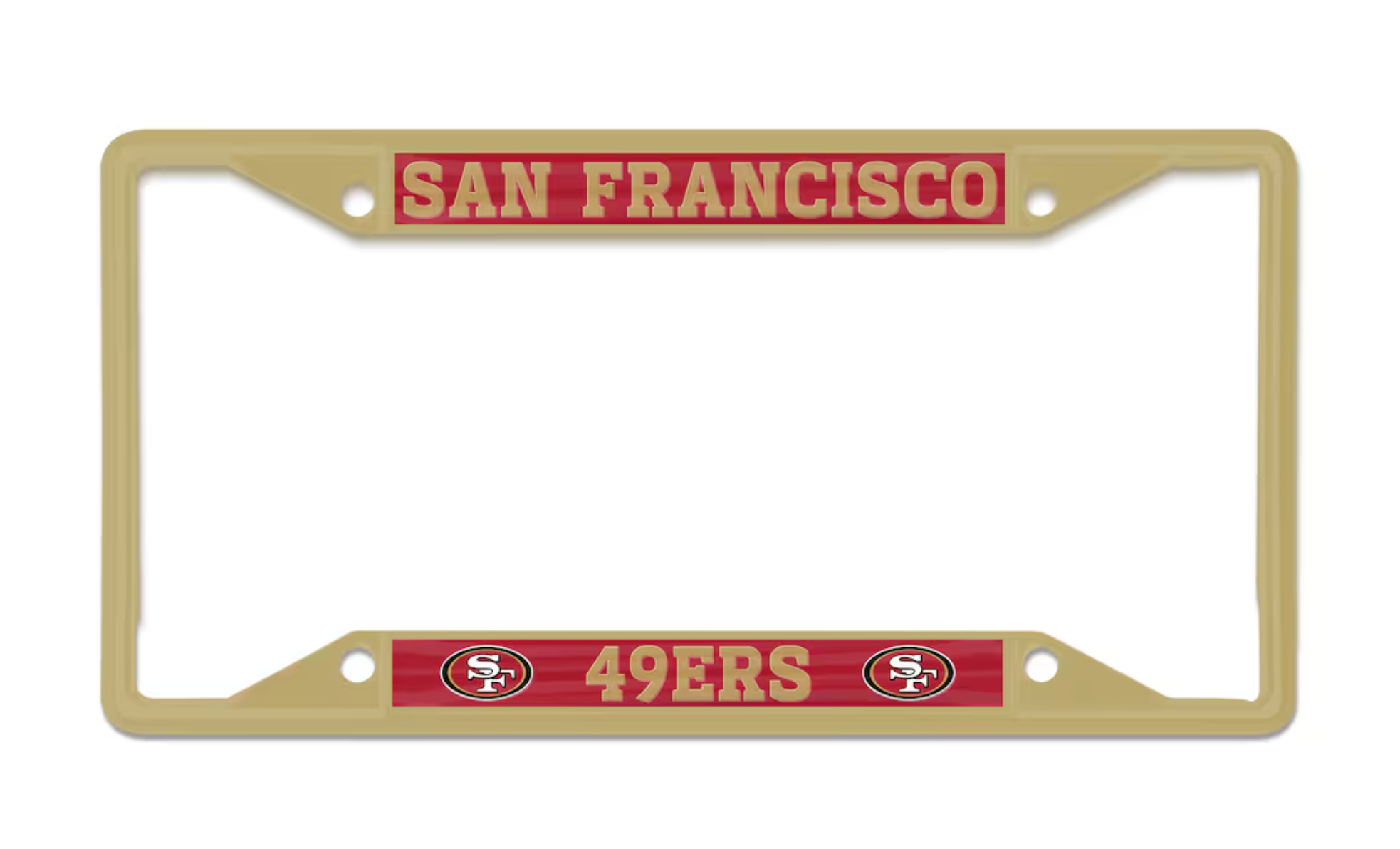 thumbnail image 2 of San Francisco 49ers Chrome License Plate Frame – Metal, Fits Front Or Rear – Made In USA 2 of 5