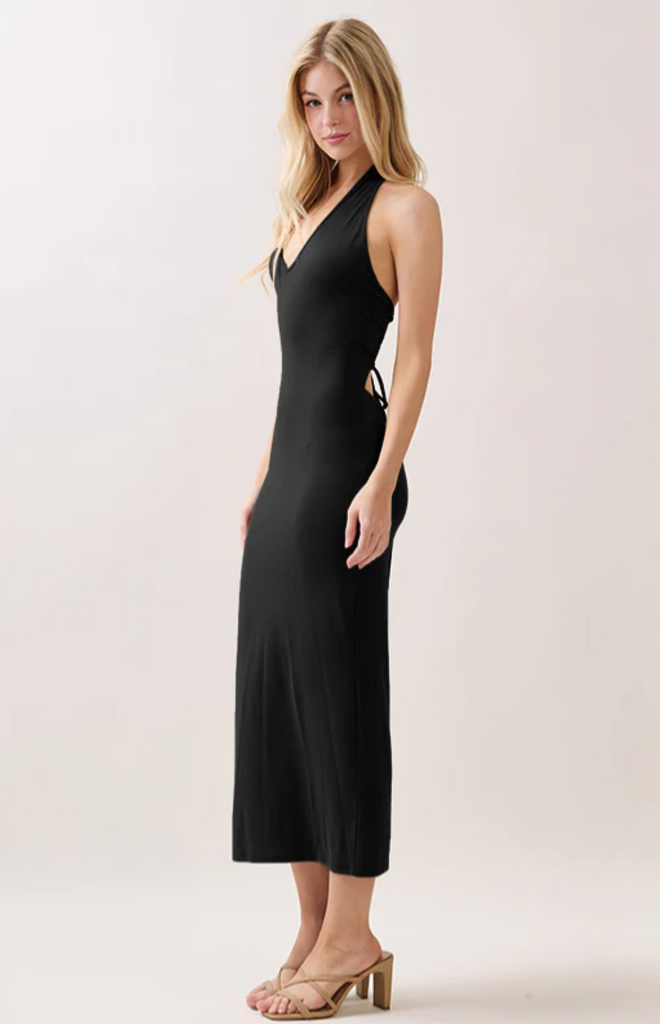 Halter Top Open Back Midi Dress 56607