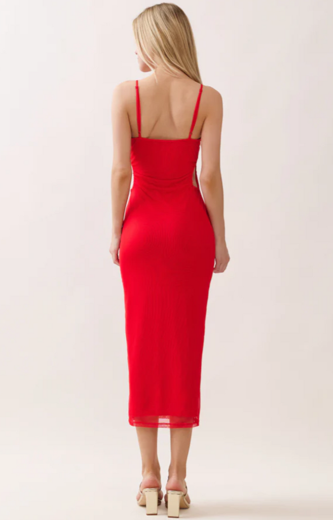 Ruffle V-Neck Midi Dress 56585