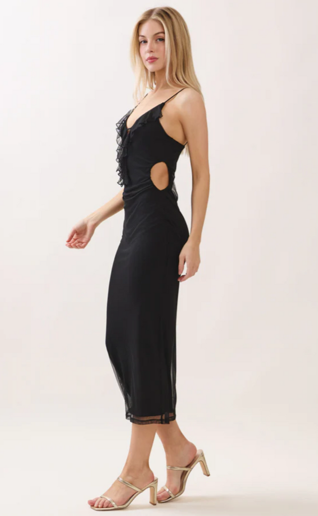 Ruffle V-Neck Midi Dress 56585