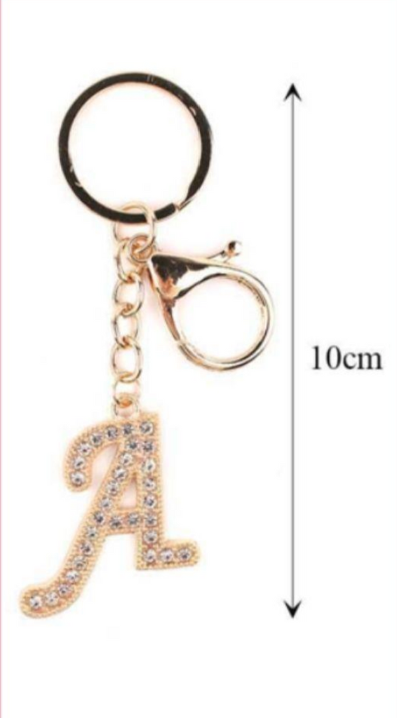 Rhinestone Initial Keychain