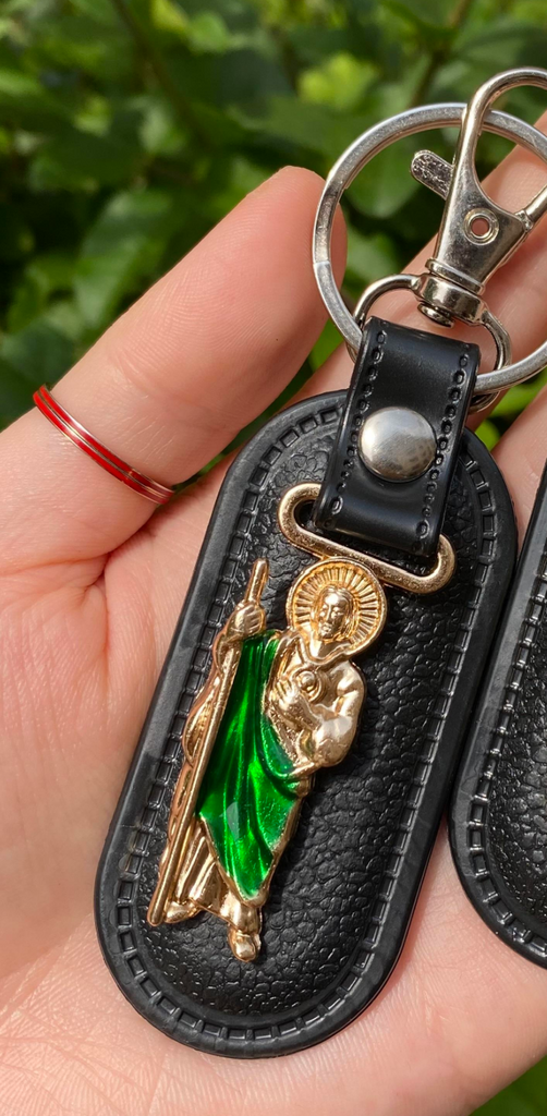 Leather Like St. Jude Keychain