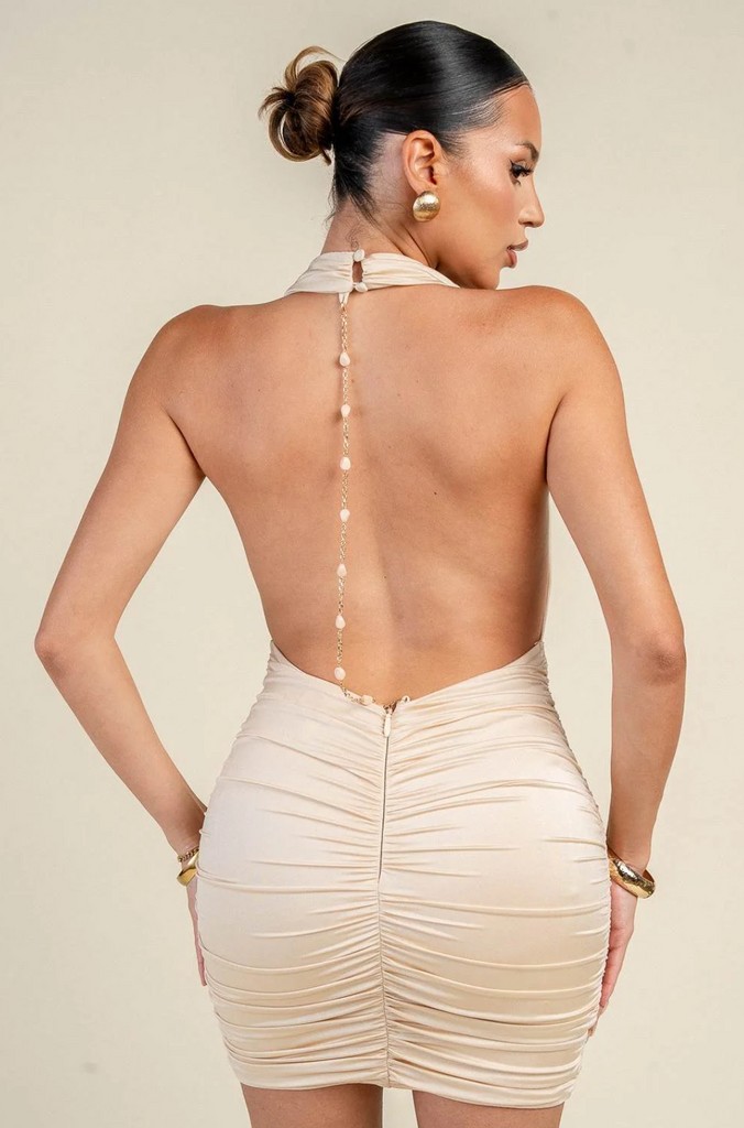 Halter Top Cowl Neck Mini Dress 79699