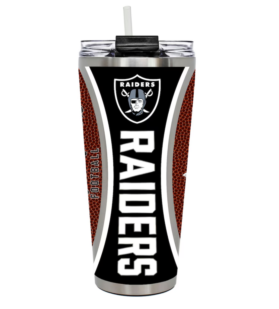 LV Raiders Big Slim Game Ball Travel Tumbler 32oz.
