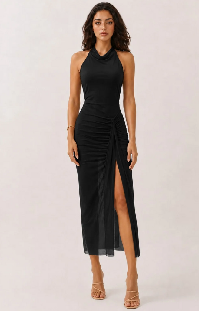 Halter Top Maxi Drappy Dress 57000