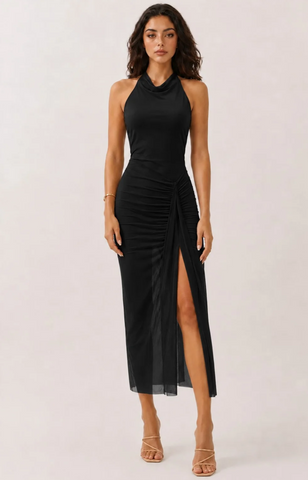 Halter Top Maxi Drappy Dress 57000