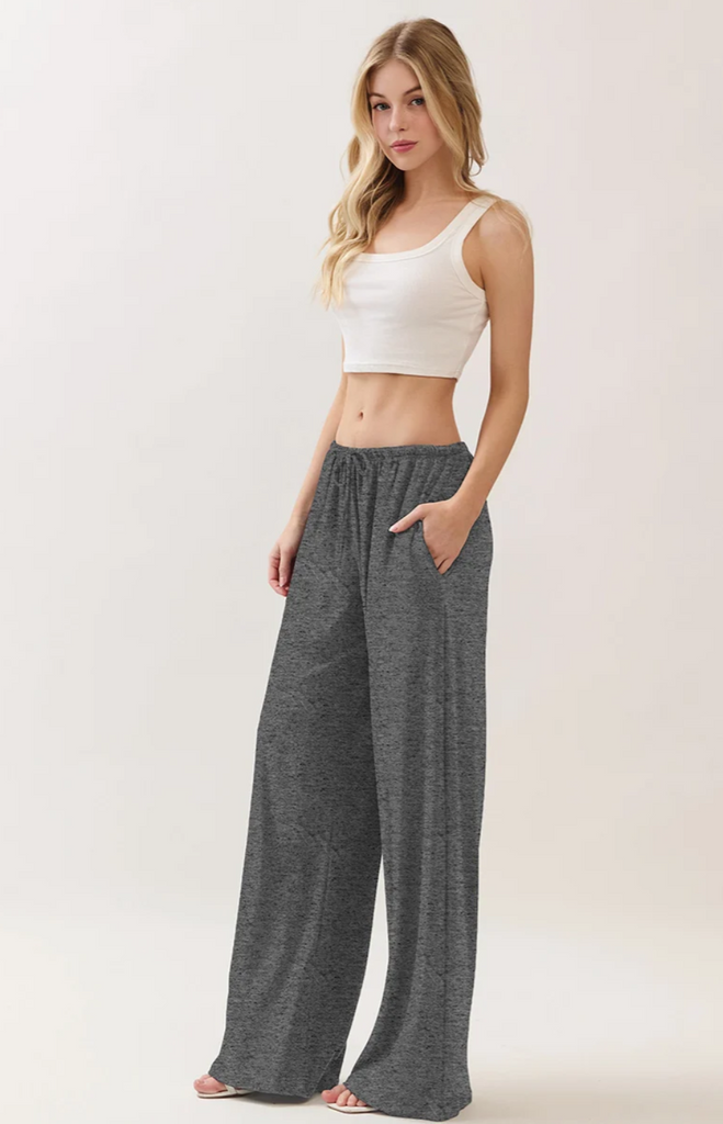 Wide Leg Drawstring Elastic Pants 56109