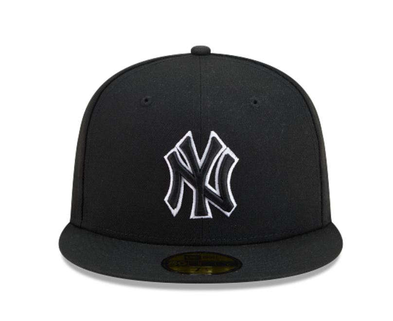 NY Yankees Black White Outline 5950