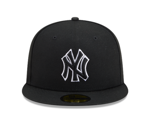 NY Yankees Black White Outline 5950
