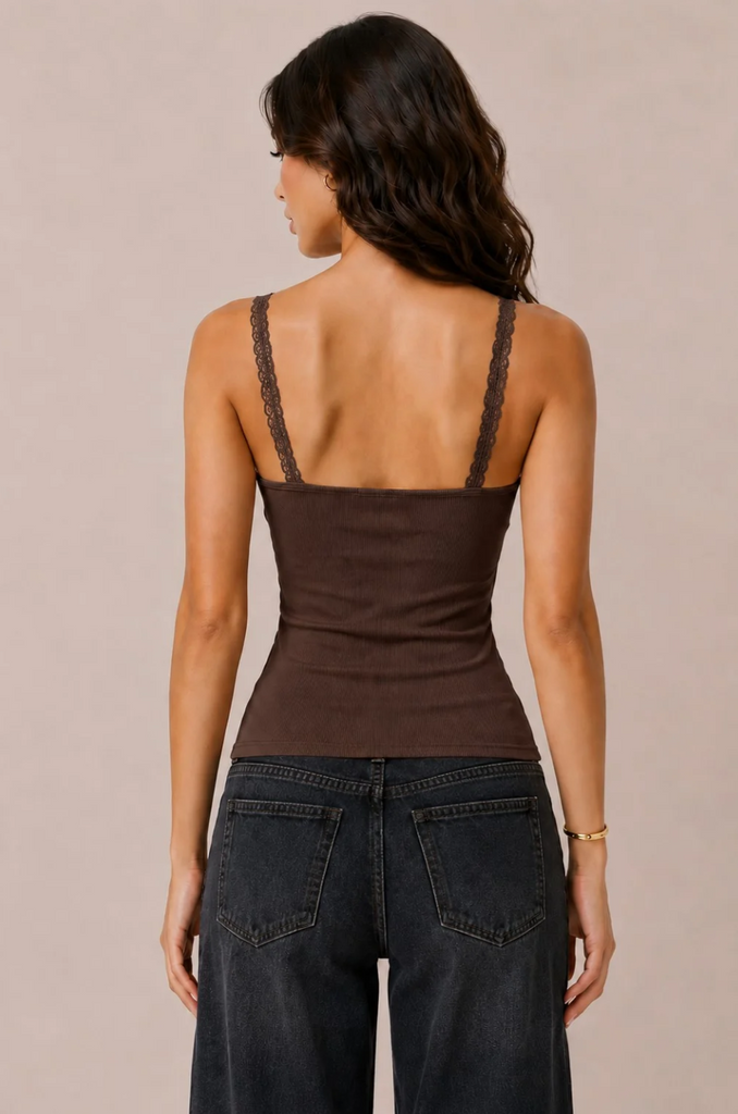 Bra Inserted Lace Trim Cami 56966