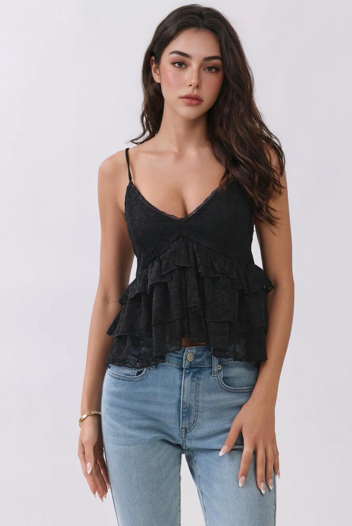 Tiered Lace Babydoll Cami Top 7393