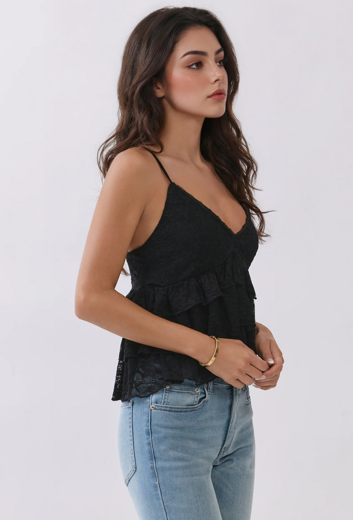 Tiered Lace Babydoll Cami Top 7393