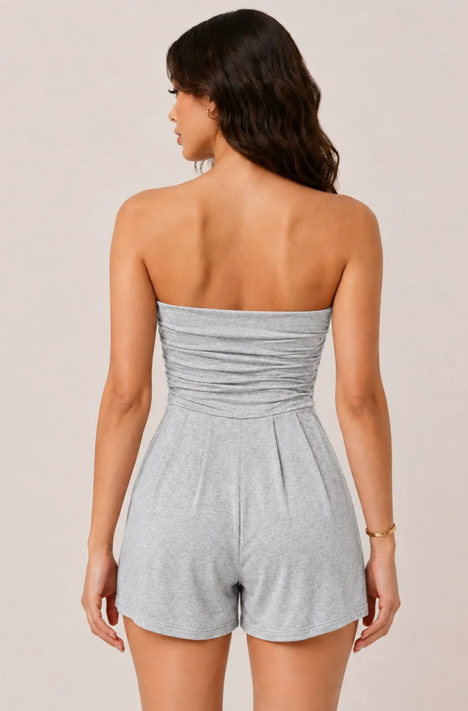Solid Tube Top Romper 33003