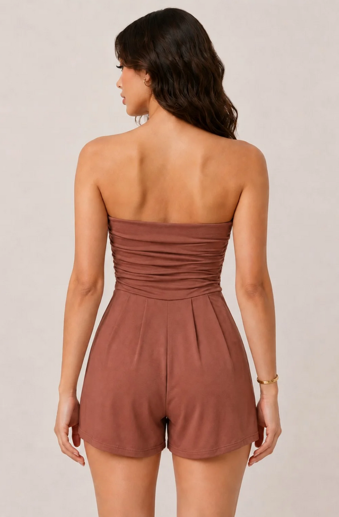 Solid Tube Top Romper 33003