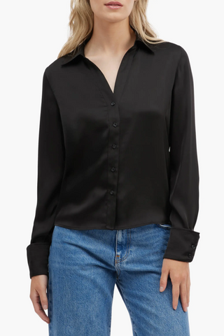 Satin Button Down Long Sleeve 74775