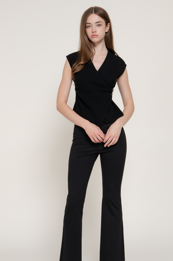 Surplice Knit Top w/ Metal Clasp 15524
