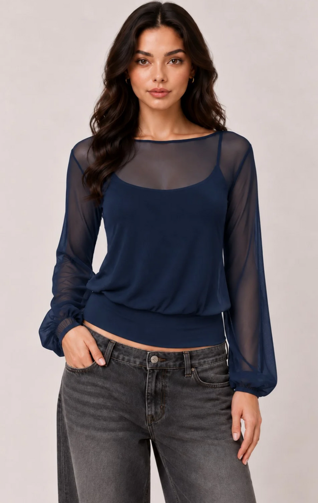 Sheer Bell Sleeve w/ Cami Top 58070