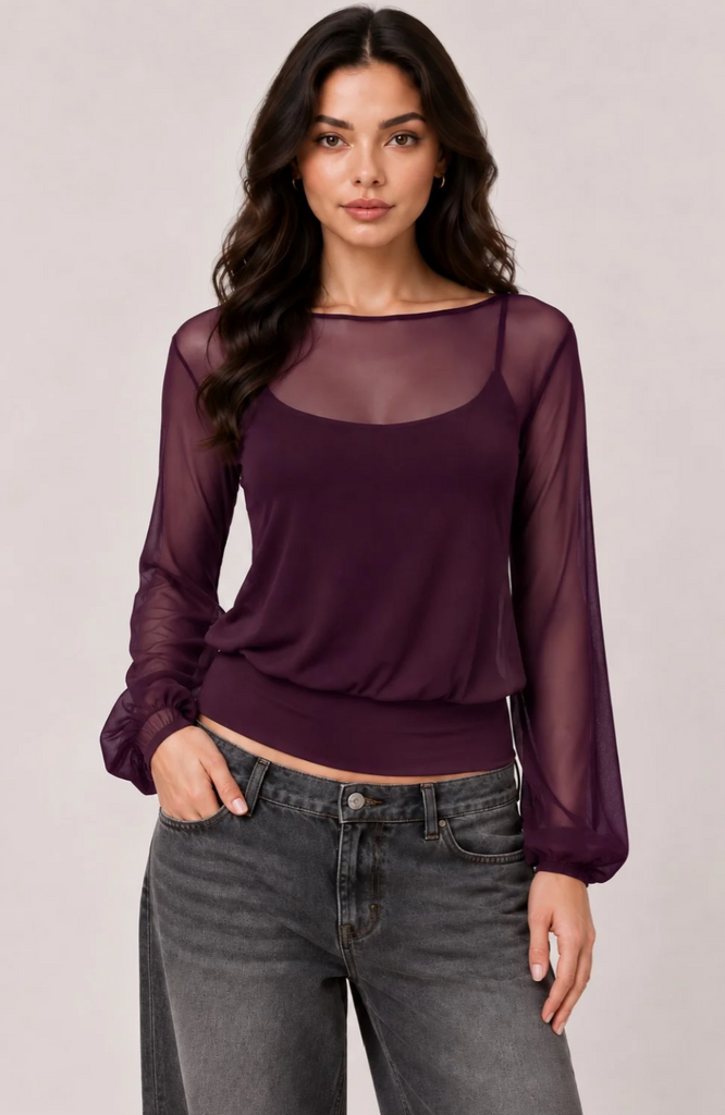Sheer Bell Sleeve w/ Cami Top 58070