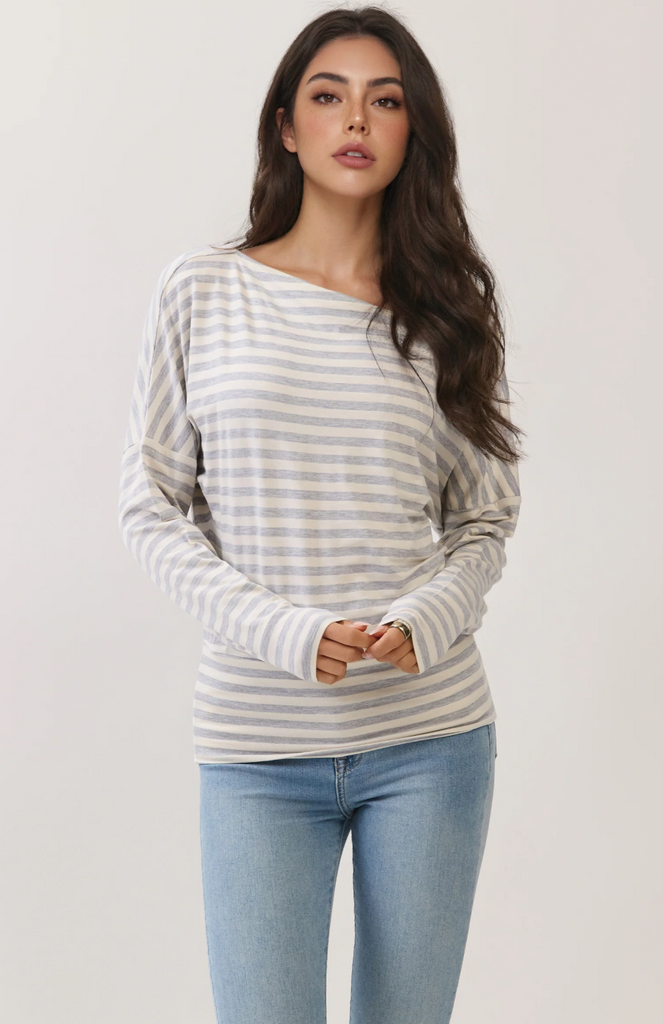 Off Shoulder Striped Raglan Tee 57742