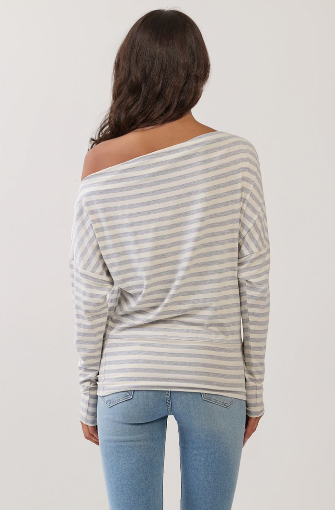 Off Shoulder Striped Raglan Tee 57742