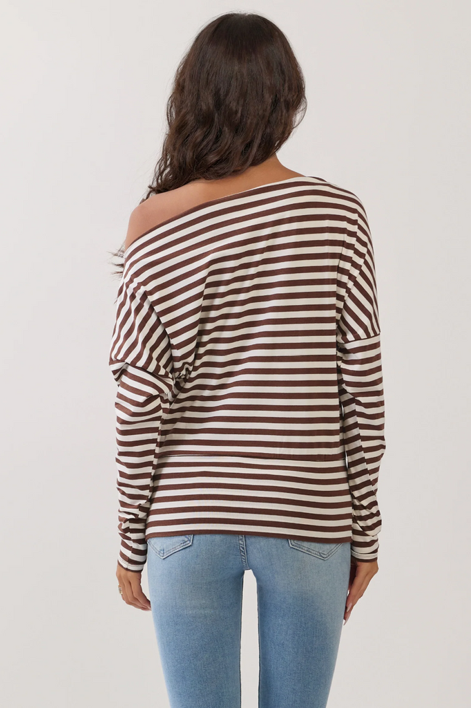 Off Shoulder Striped Raglan Tee 57742