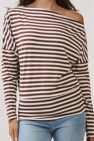Off Shoulder Striped Raglan Tee 57742
