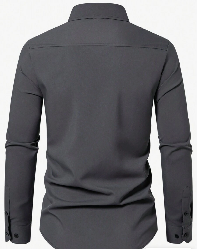 Men's Plain Button Up Long Sleeve  Shirt