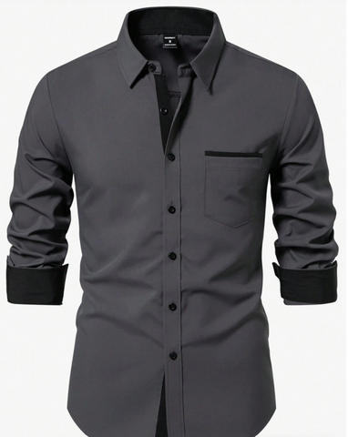 Men's Plain Button Up Long Sleeve  Shirt