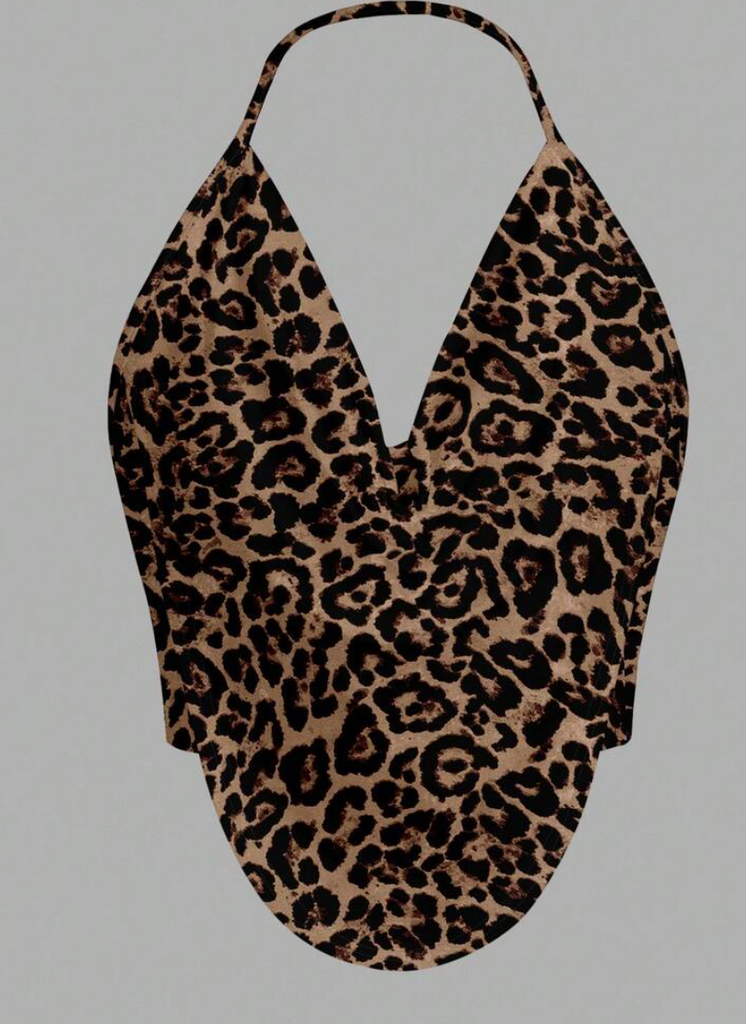 Leopard Halter Crop Top