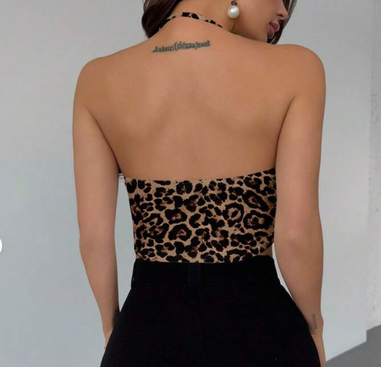 Leopard Halter Crop Top