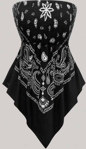 Paisley Print Strapless Top