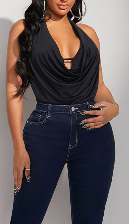 Draping Halter Bodysuit Plus