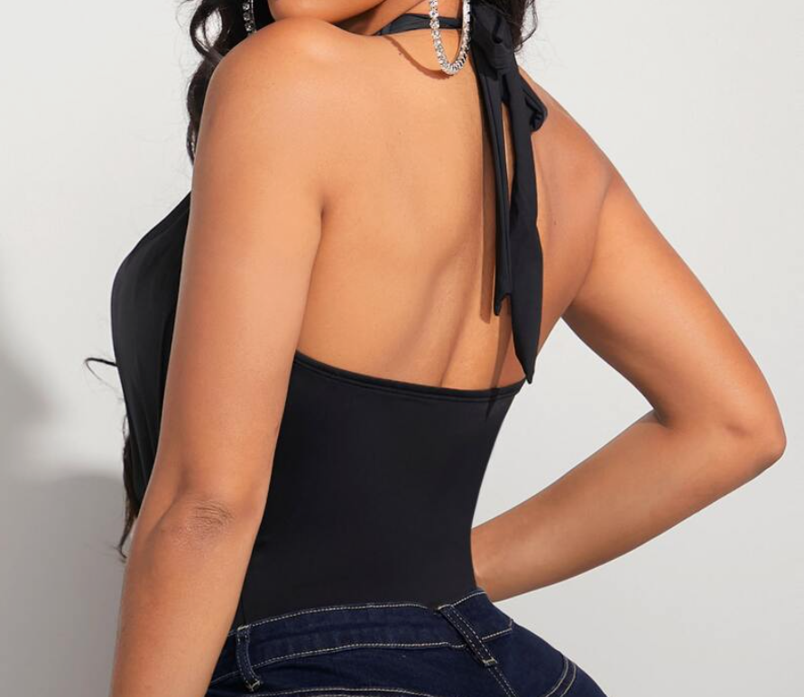 Draping Halter Bodysuit Plus
