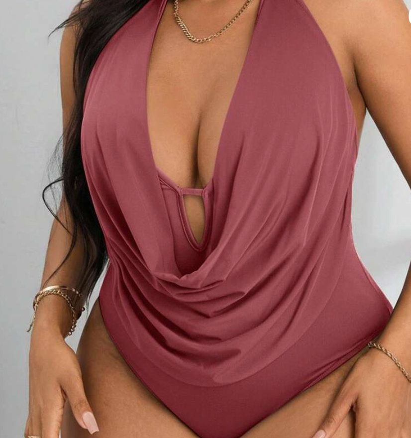 Draping Halter Bodysuit Plus