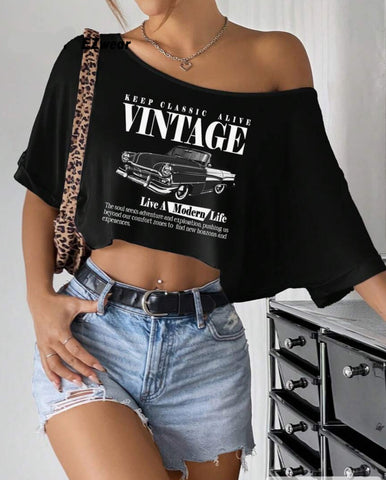 Off Shoulder Classic Lowrider Crop Tee