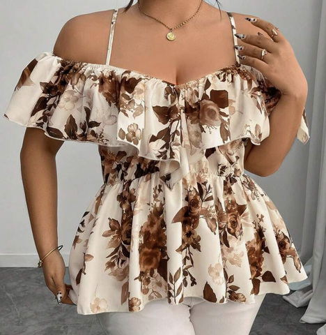 Floral Off Shoulder Top Plus