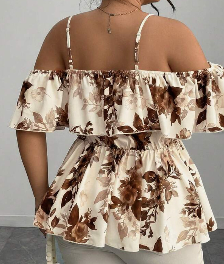 Floral Off Shoulder Top Plus