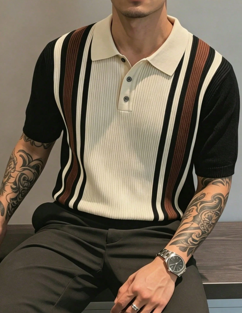 Knit Stripe Collar Top