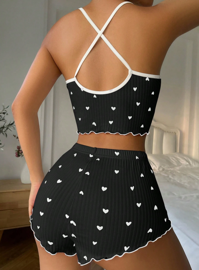 Heart Print Pajama Set